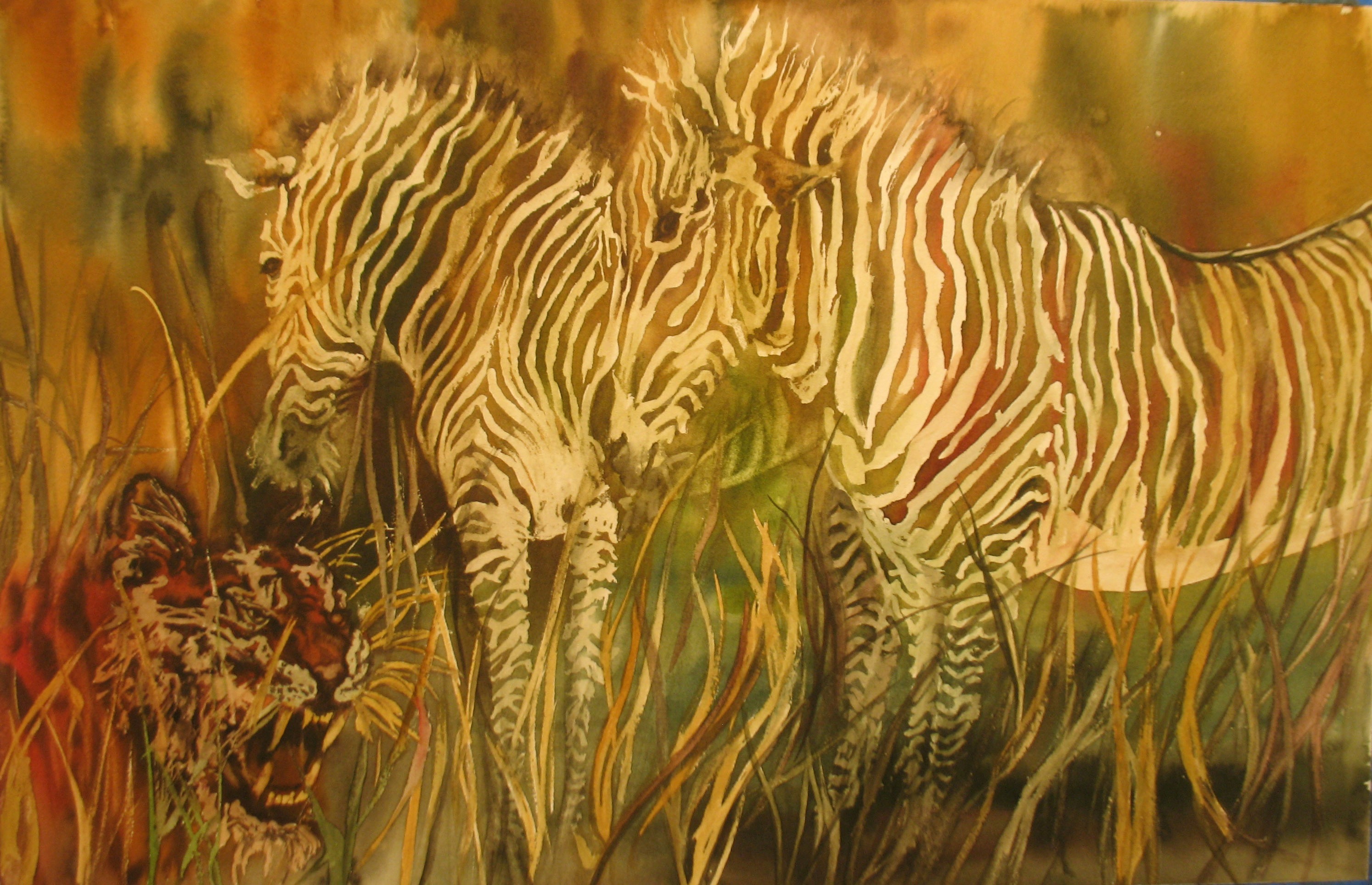 African Stripes, Watercolor,  19 1/2 x 26, $350.00